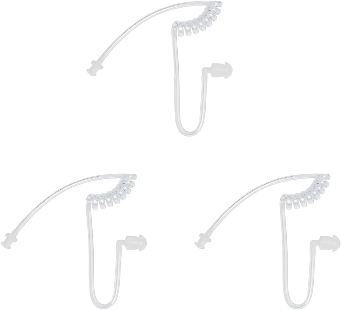 Replacement Acoustic Coil Tube Kit with Ear Tip,for Motorola Baofeng Kenwood Walkie Talkie Surveillance Earpiece(Clear,3 Packs)
