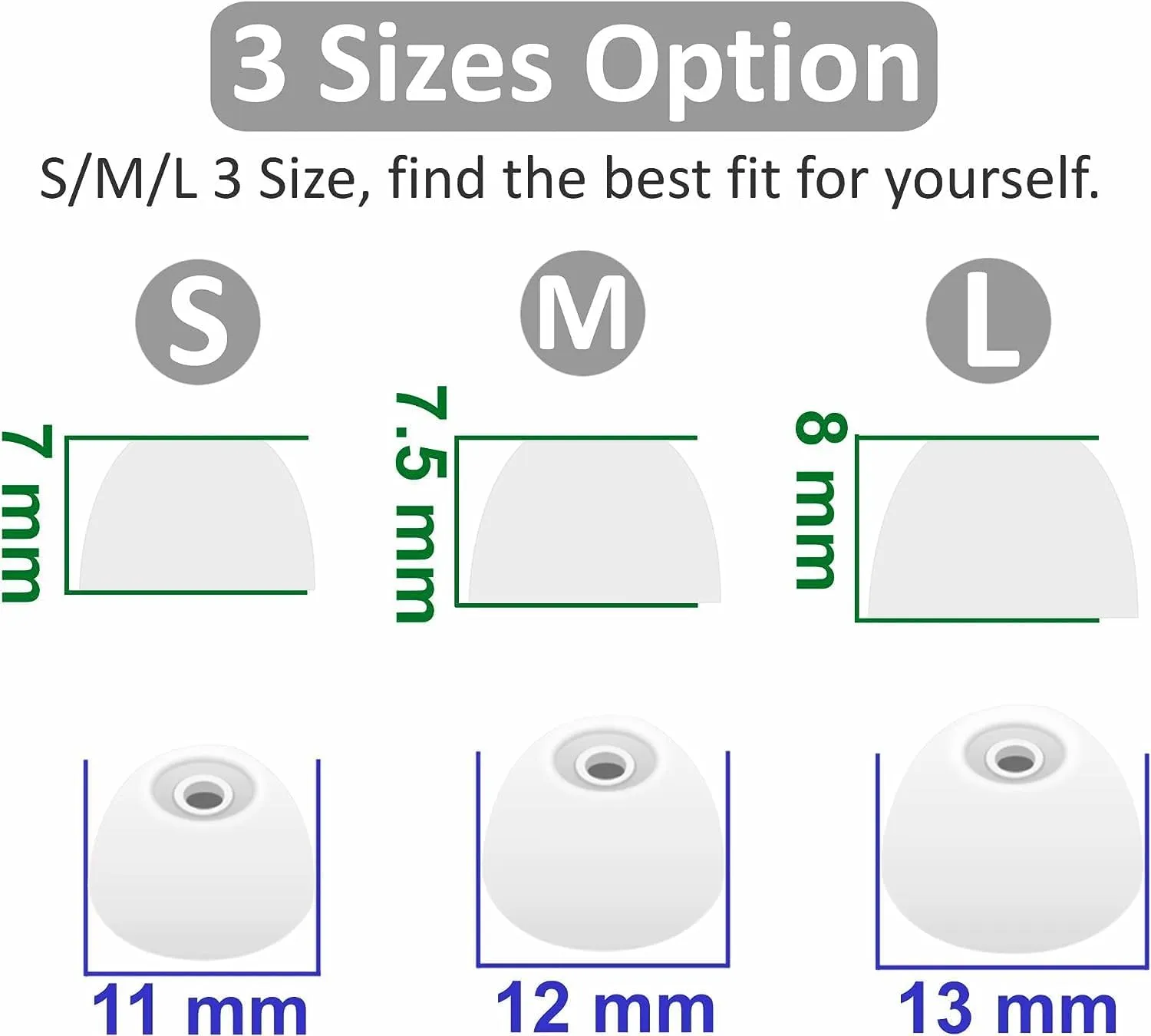 Replacement Ear Tips Eartips Ear Plug Ear Gels Compatible with Samsung Galaxy Buds FE Earbuds,JNSA Silicone Ear Tip Replacement for Galaxy Buds FE,S/M/L 6 Pairs,White 532