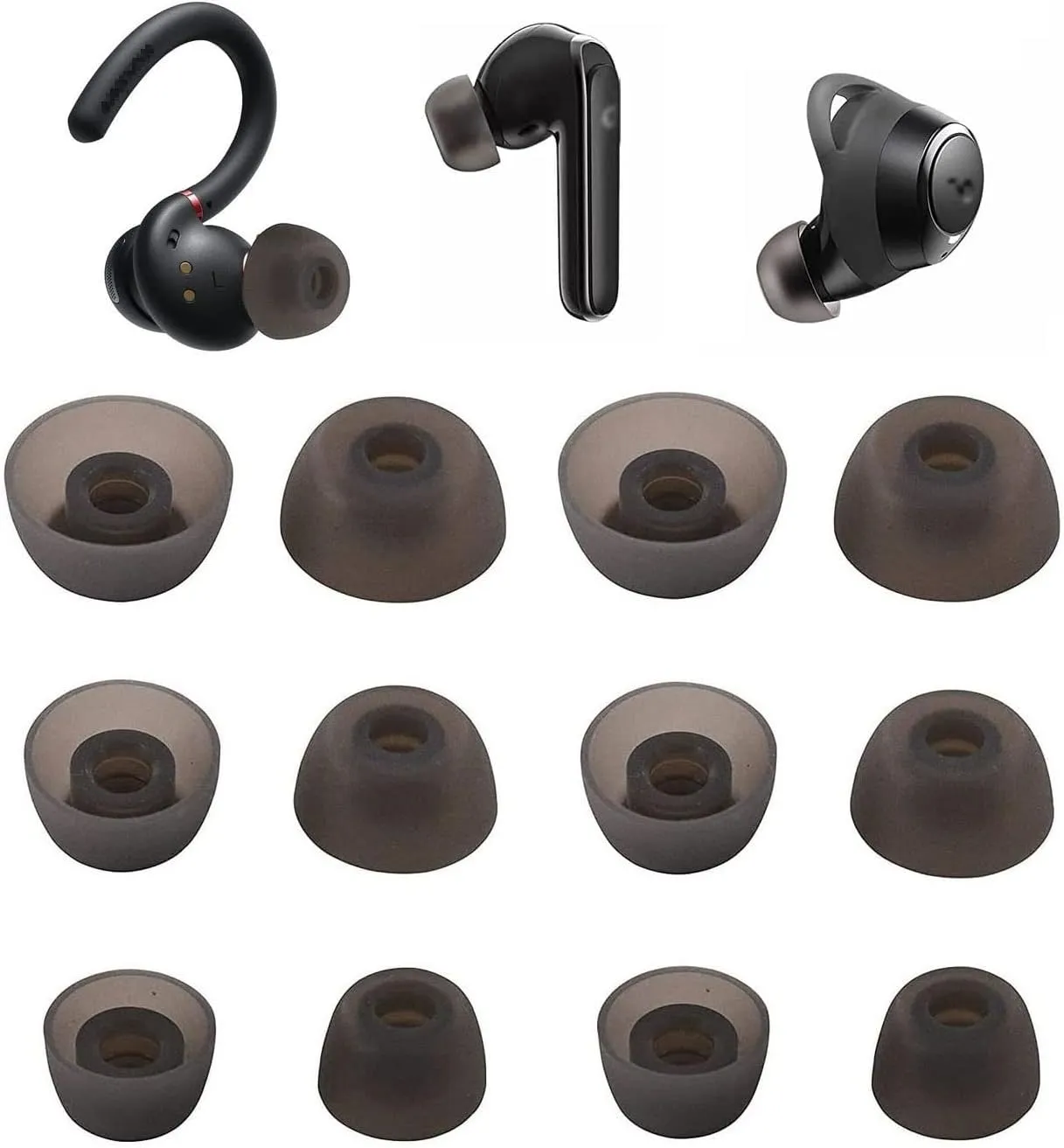 Replacement Ear Tips Eartips Ear Plug Ear Gels Compatible with Soundcore Sport X10 /Liberty 3 Pro/Air 2 Pro/Life P3i,JNSA Silicone Ear Tip Replacement for Anker Earphone,S/M/L 6 Pairs,Black