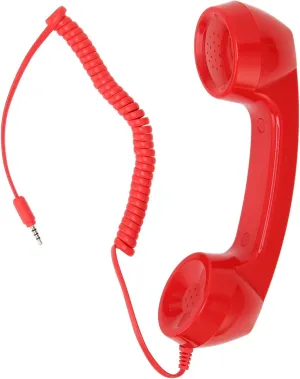 Retro Telephone Handset, Cell Phone Handset with Raniation Proof, 3.5mm Sound Plug, Handheld Cell Phone Receiver for Mobile Phone, Computer (Red)