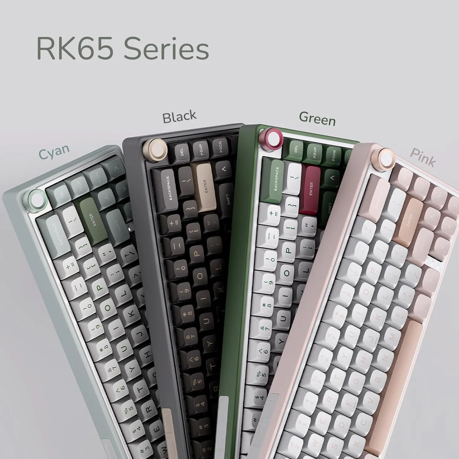 RK ROYAL KLUDGE R65 Wired Mechanical Keyboard, 60% Percent Creamy Gaming Keyboard Gasket Mount RGB Backlit with Programmable Knob, MDA Profile PBT Keycaps, QMK/VIA, Hot Swappable Linear Switch, Cyan