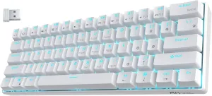 RK Royal KLUDGE RK61 Wireless 60% Triple Mode BT5.0/2.4G/USB-C Mechanical Keyboard, 61 Keys Wireless Mechanical Keyboard, Compact Gaming Keyboard w/Software (Hot Swappable Brown Switch, White)