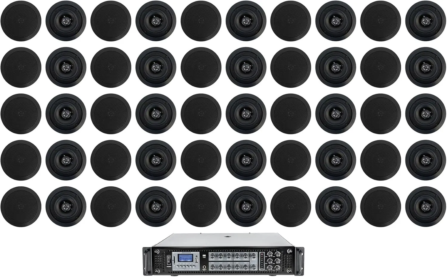 Rockville Bundle: (25) Pairs of Rockville CC525T 5.25" 70V Commercial Ceiling Speakers Bundle with Rockville RCS1000-6 1000W 6-Zone 70V Amplifier with Bluetooth (26 Items)