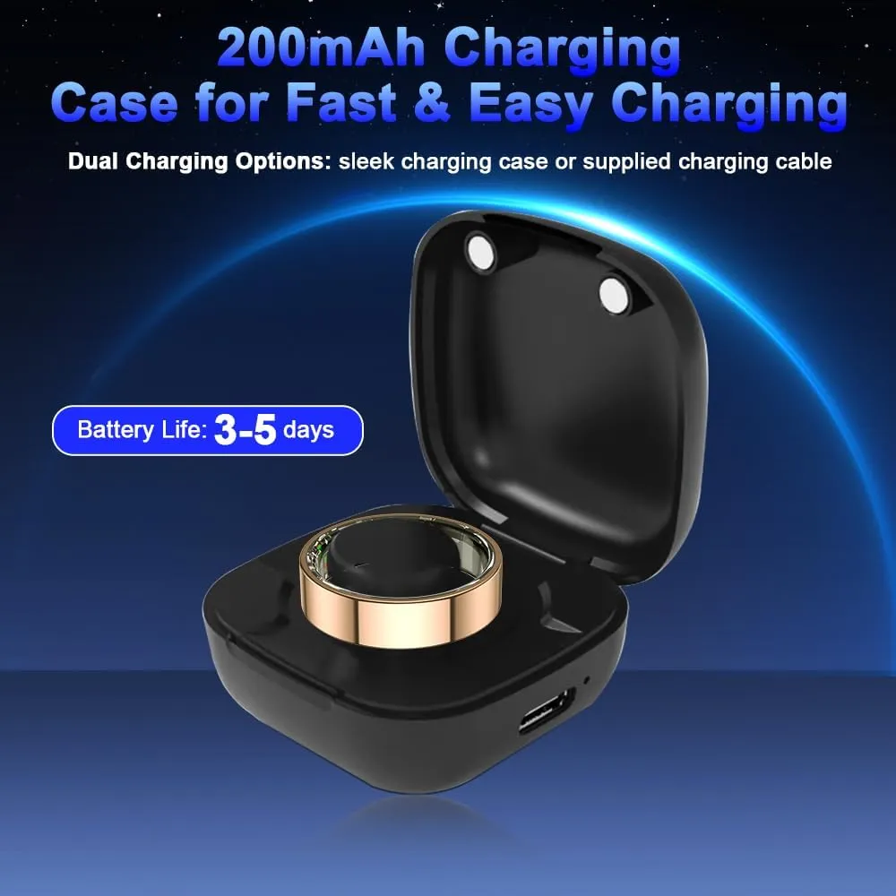 Rose Gold 7# Smart Ring Health Tracker, Bluetooth Connection Health Ring for Women Men, IP68 Waterproof Fitness Ring with Gesture Control, Tracks Heart Rate/Blood Pressure/SpO2/Sleep/Steps
