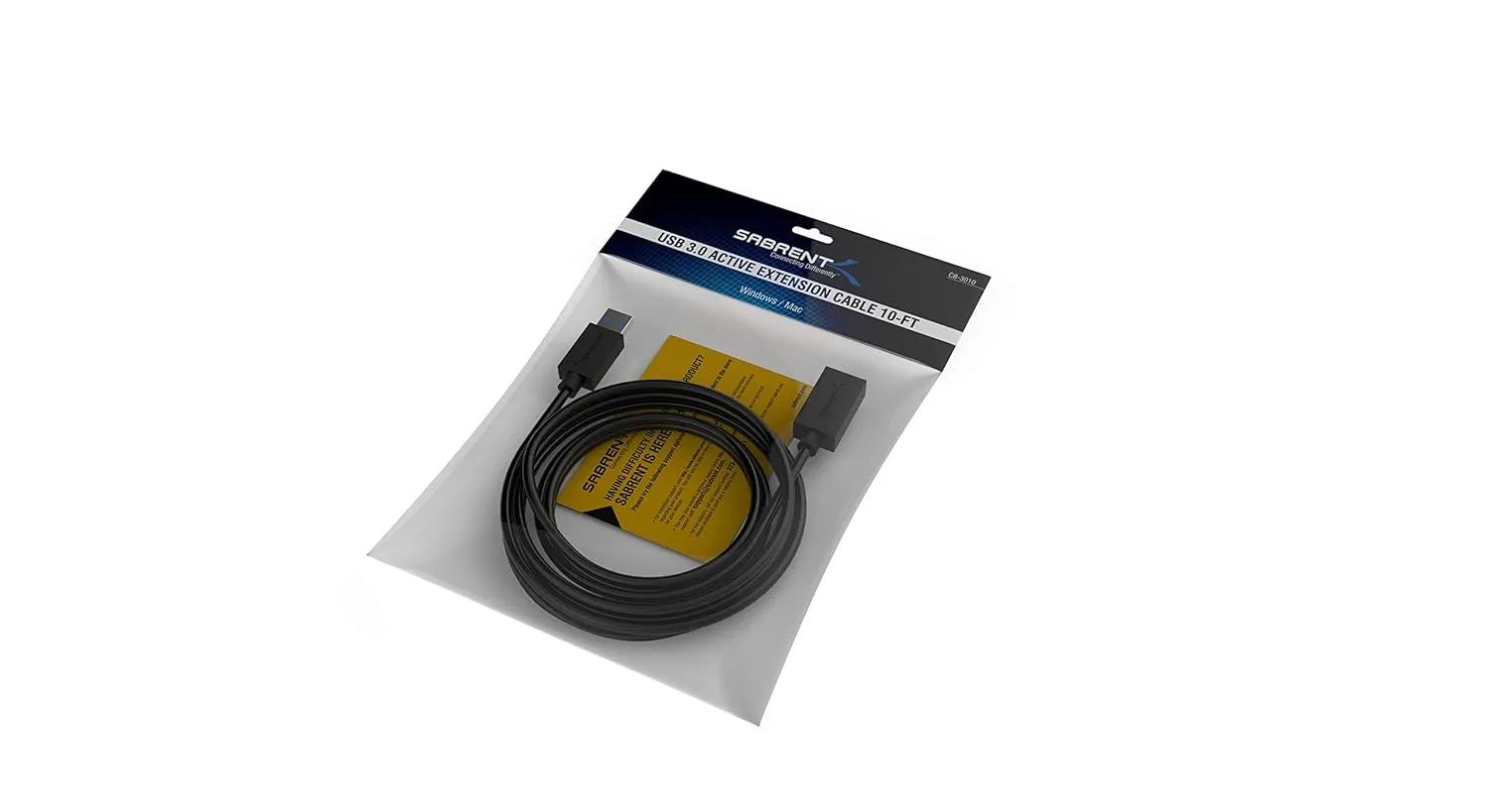 SABRENT 22AWG USB 3.0 Extension Cable - A-Male to A-Female [Black] 10 Feet (CB-3010)
