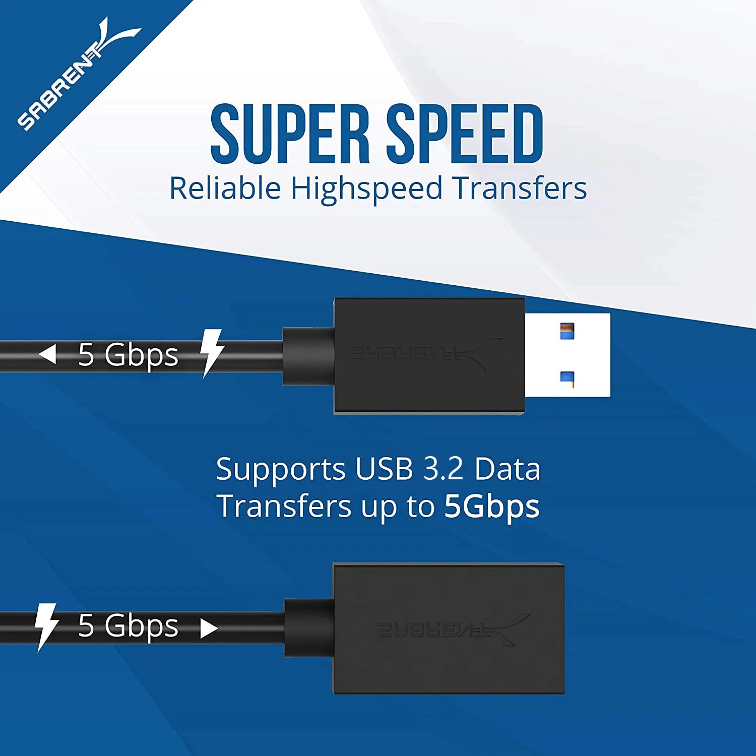 SABRENT 22AWG USB 3.0 Extension Cable - A-Male to A-Female [Black] 10 Feet (CB-3010)
