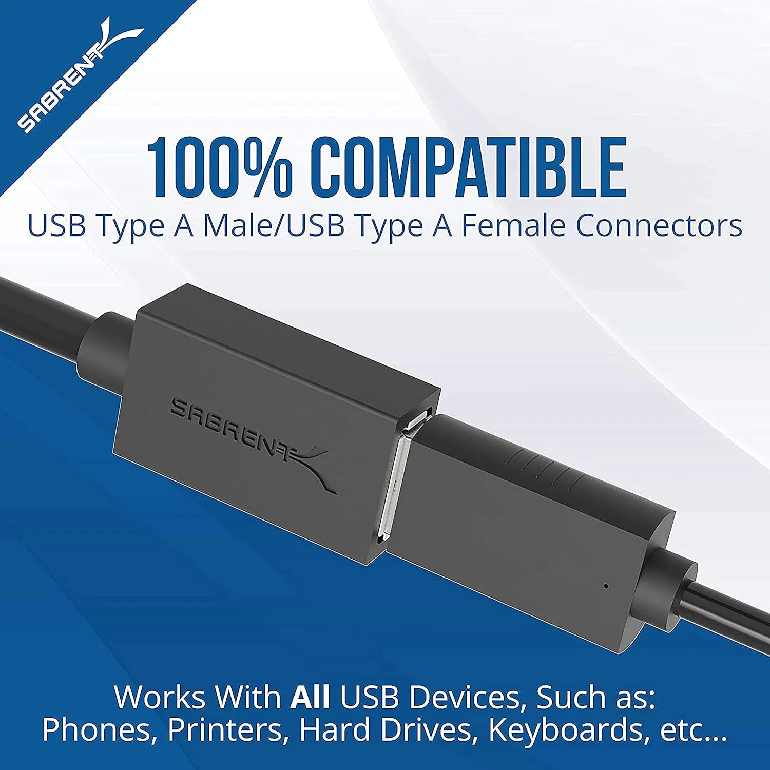 SABRENT 22AWG USB 3.0 Extension Cable - A-Male to A-Female [Black] 10 Feet (CB-3010)