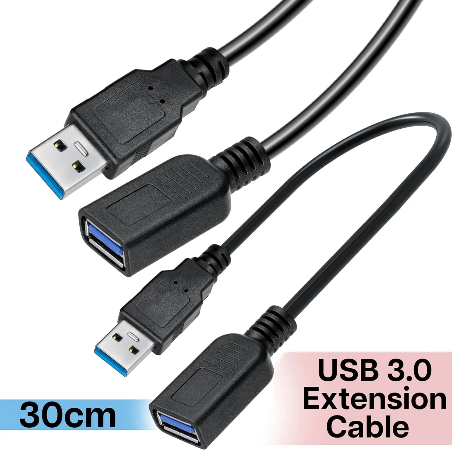 SaiTech IT 10 Pack Short Length 1 Feet USB 3.0 Extension Cable, USB 3.0 A Male to Female Extender Bulk USB Extension Cable