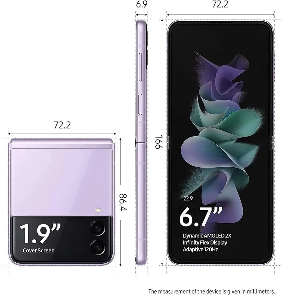 SAMSUNG Galaxy Z Flip 3 5G, US Version, 128GB, Lavender - T-Mobile (Renewed)