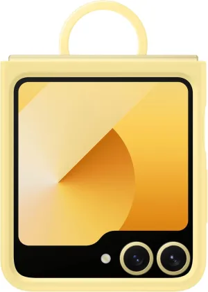 SAMSUNG Galaxy Z Flip 6 Silicone Phone Case, Protective Cover with Built-in Ring, Nonslip Grip, Slim, Soft, Comfortable Design, US Version, EF-PF741TYEGUS, Yellow