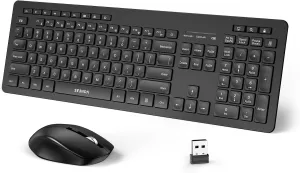 seenda Wireless Keyboard and Mouse Combo, 2.4GHz Cordless Quiet Keyboard Mouse with USB Receiver, Full Size Cute Black Combo, Compatible for Windows Laptop Computer Desktop PC, Black