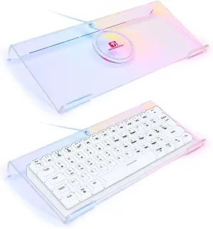 SELORSS Acrylic Computer Keyboard Holder,366 Kinds RGB Compact Keyboard Tray,Gaming Keyboard USB Interface Titled Keyboard Stand Ergonomic Typing,Clear Keyboard Riser for Office Desk,PC,Gaming