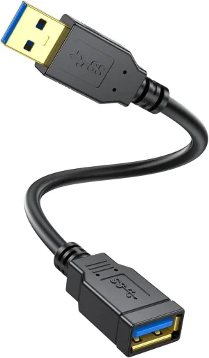 Short USB 3.0 Extension Cable 1 Feet, USB 3.0 Type A Male to A Female Extension Cord,for USB Flash Drive, Keyboard, Mouse, PlayStation, Xbox, Card Reader, Printer