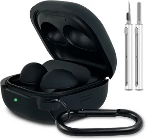 Silicone Case for Samsung Galaxy Buds FE, 2 Pro, 2, Pro, Live with Cleaner Kit (Black)