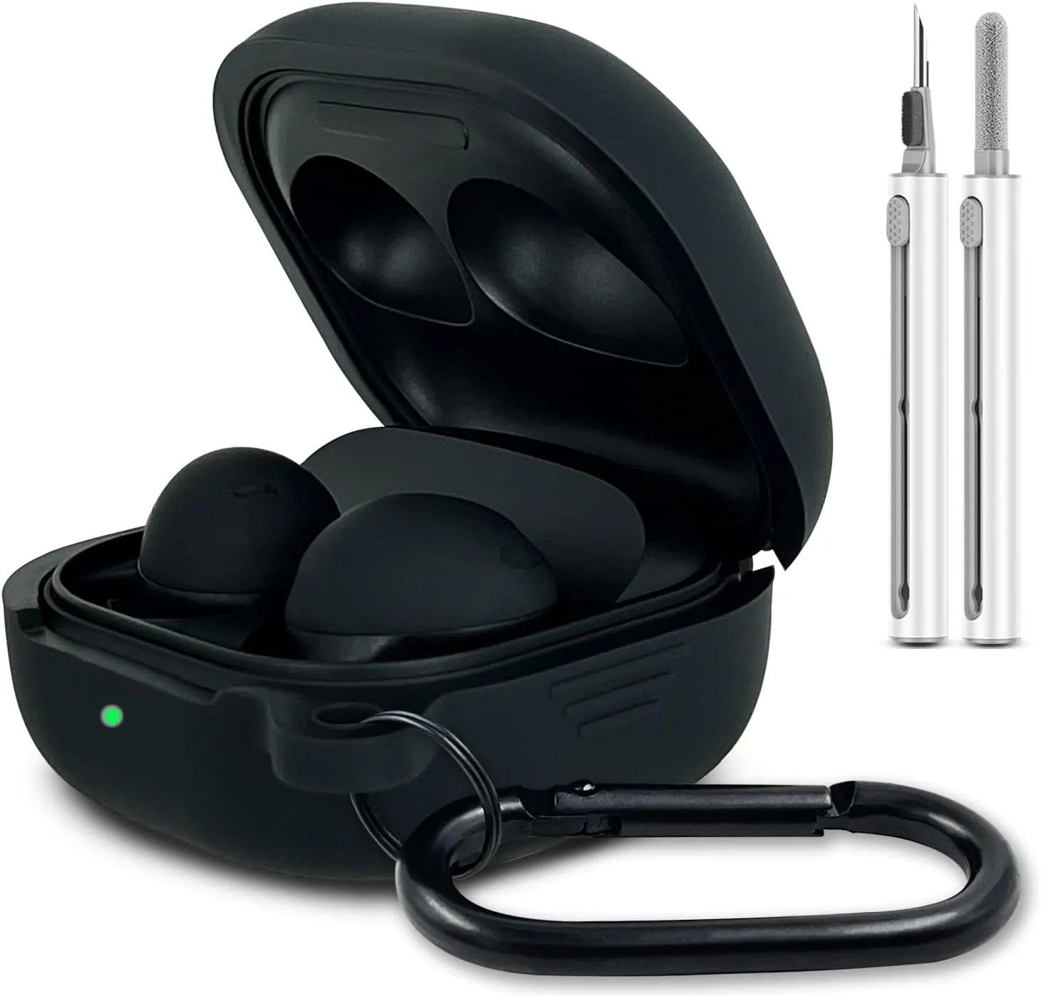 Silicone Case for Samsung Galaxy Buds FE, 2 Pro, 2, Pro, Live with Cleaner Kit (Black)