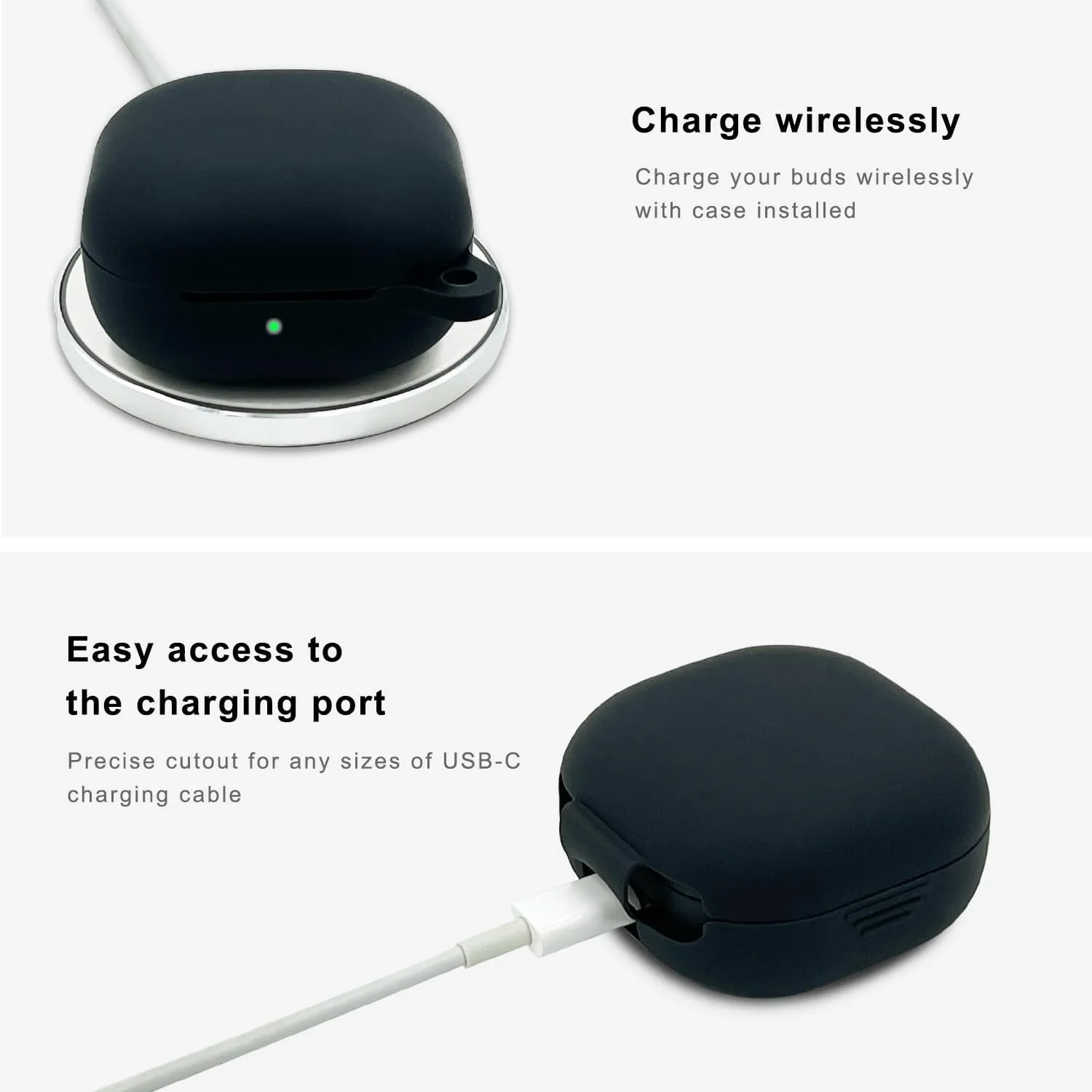 Silicone Case for Samsung Galaxy Buds FE, 2 Pro, 2, Pro, Live with Cleaner Kit (Black)