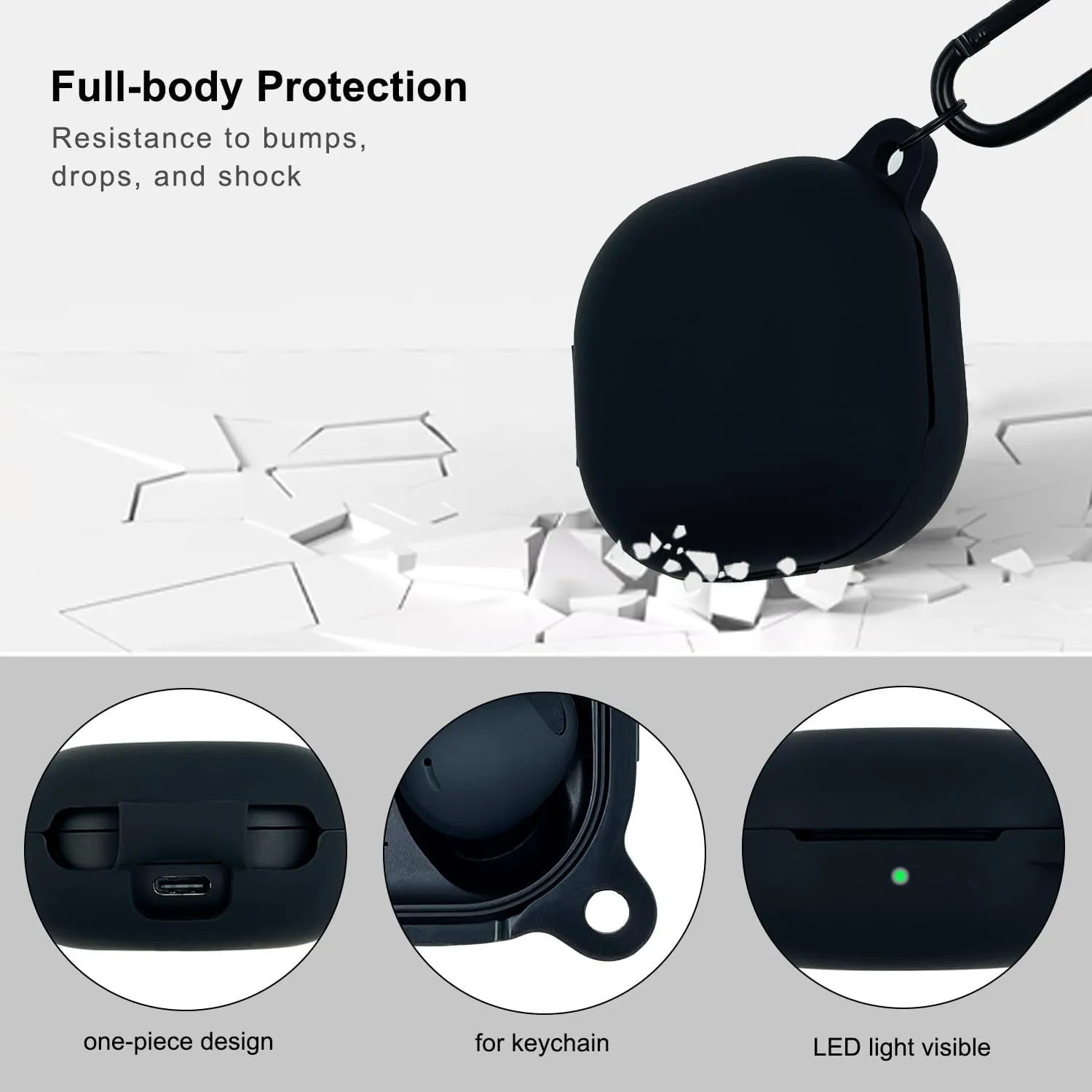 Silicone Case for Samsung Galaxy Buds FE, 2 Pro, 2, Pro, Live with Cleaner Kit (Black)