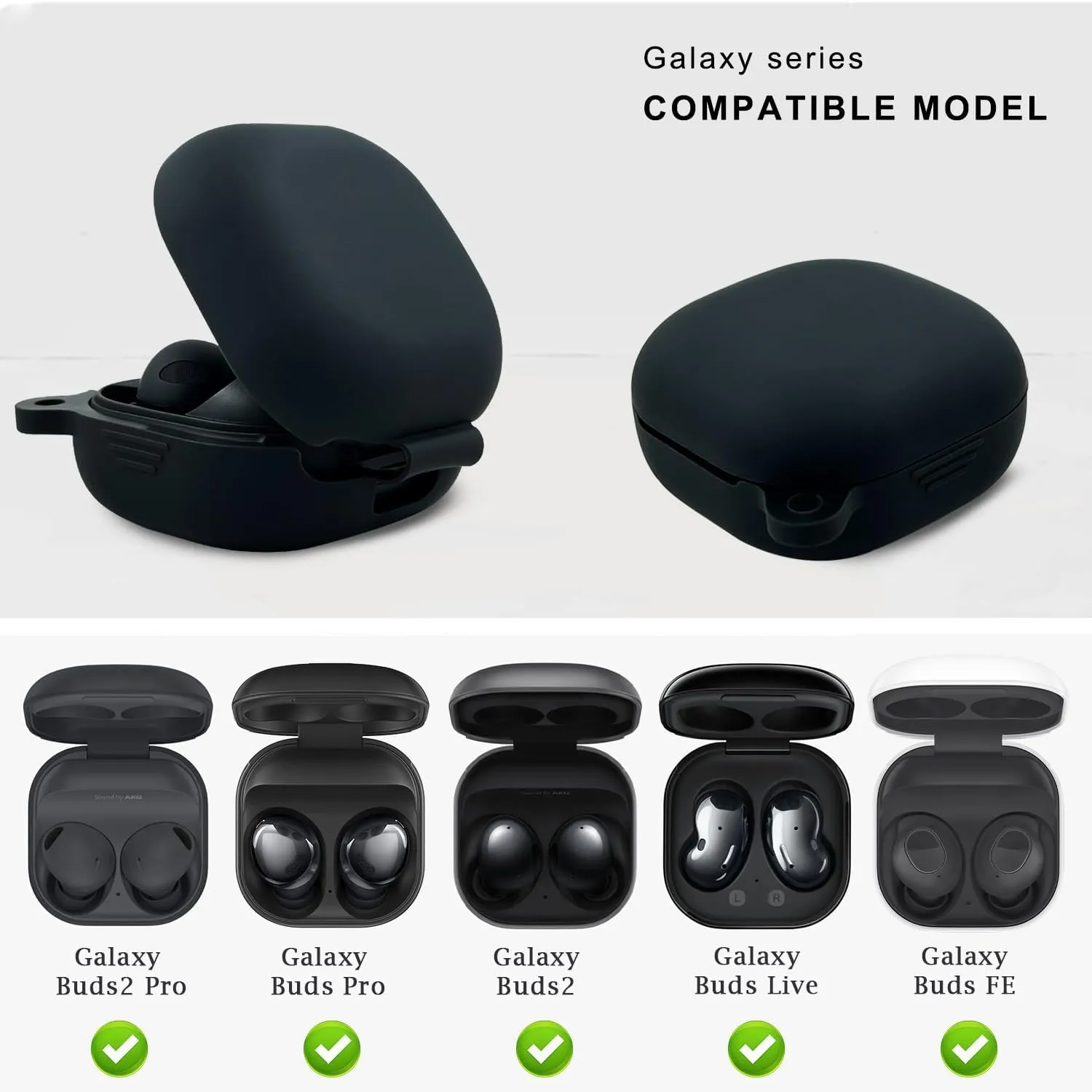 Silicone Case for Samsung Galaxy Buds FE, 2 Pro, 2, Pro, Live with Cleaner Kit (Black)