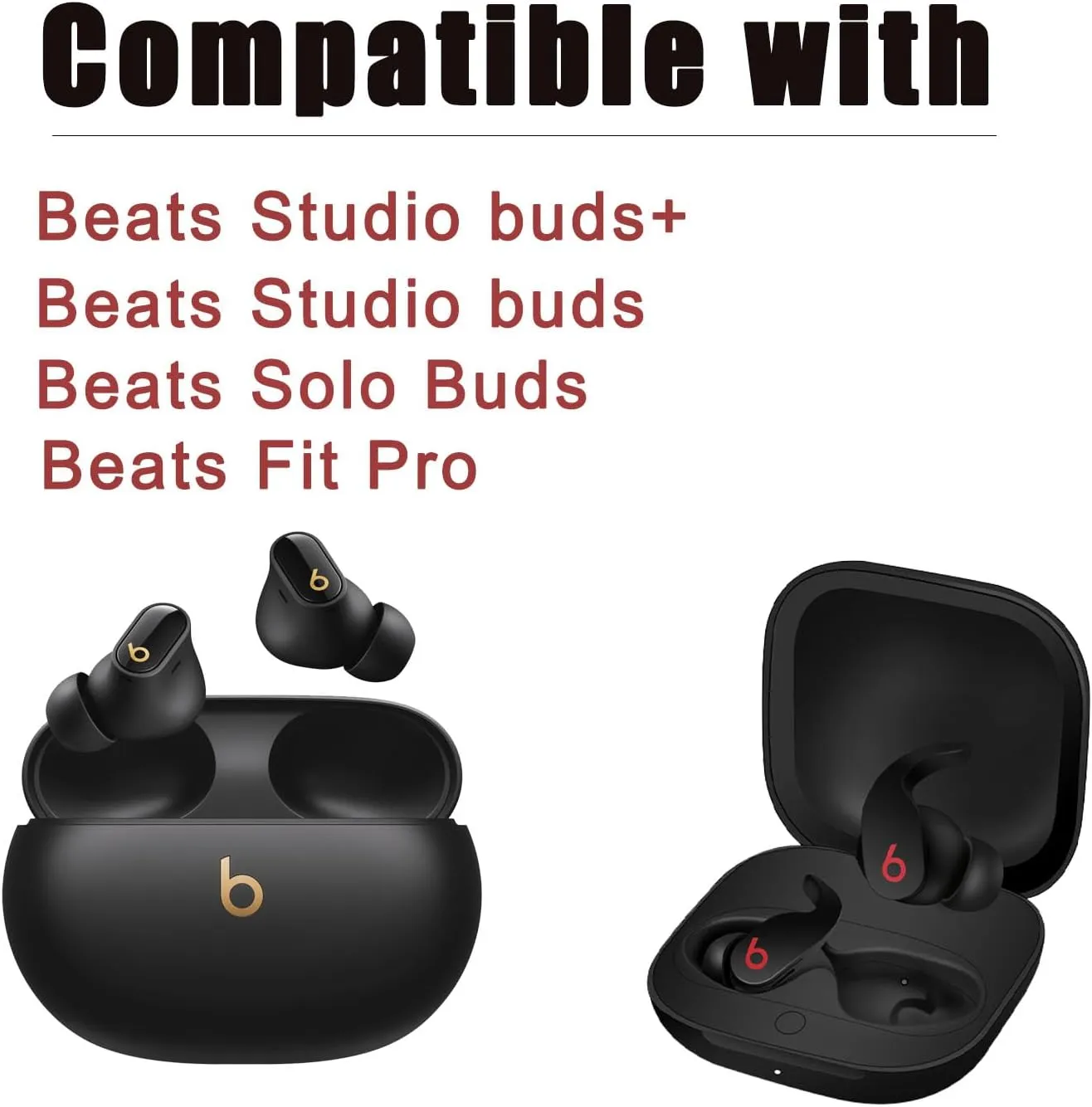 Silicone Ear Tips for Beats Studio Buds Replacement Earbuds Tips for Beats Studio Buds/Fit Pro/Solo Buds Replacement Tips for Beats Earbuds, 6 Pairs Black