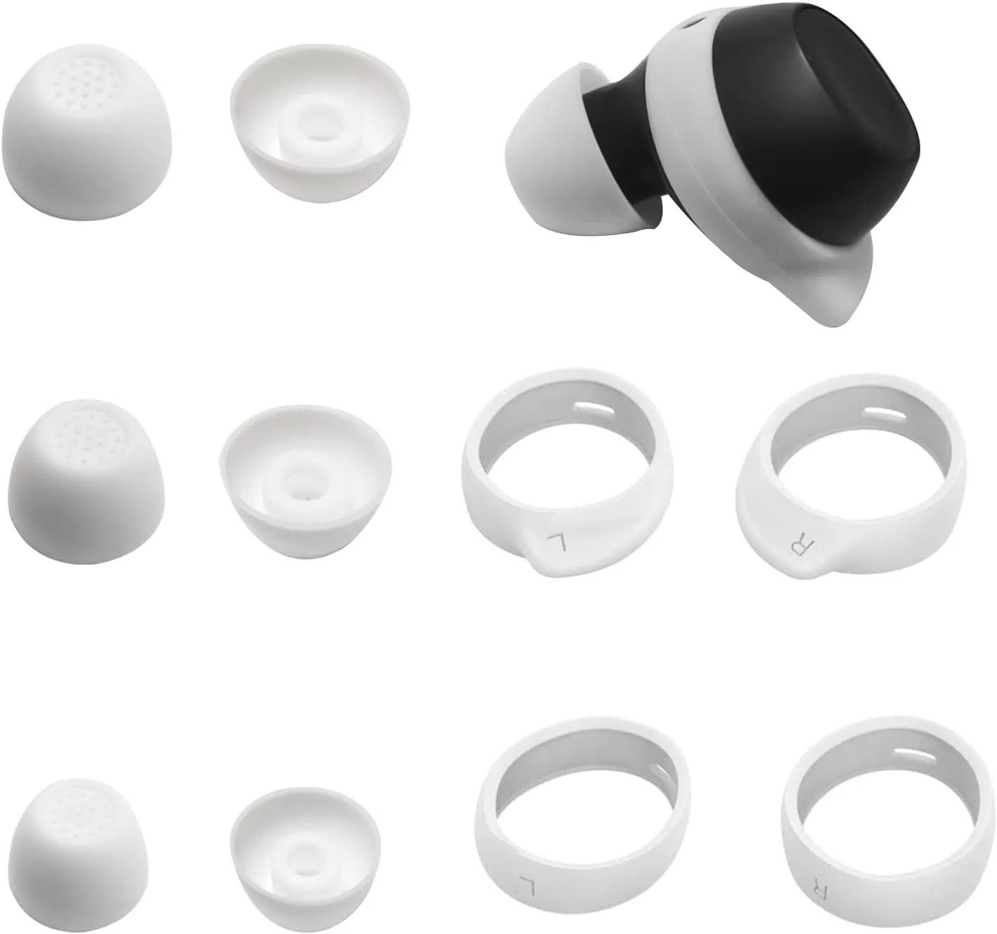 Silicone Ear Tips for Samsung Galaxy Buds FE Earhook Fit in The Case for Galaxy Buds FE Accessories Rubber Earbuds Tips, White