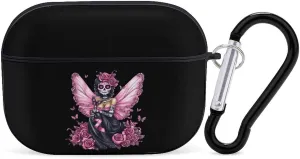 Skull Fairy Rose Earbud Case Bluetooth Headphone Case Full Protective Case with Keychain Compatible with Airpods Pro Black-Style