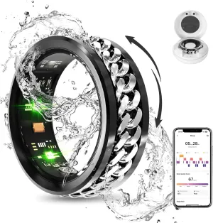 Smart Ring Fitness Tracker Ring - Health Sleep Heart Rate Blood Oxygen Blood Pressure Tracker,Fashionable Diamond Style,IP68, Compatible with iOS,Android, Remote Photograph, Family Care(10#)