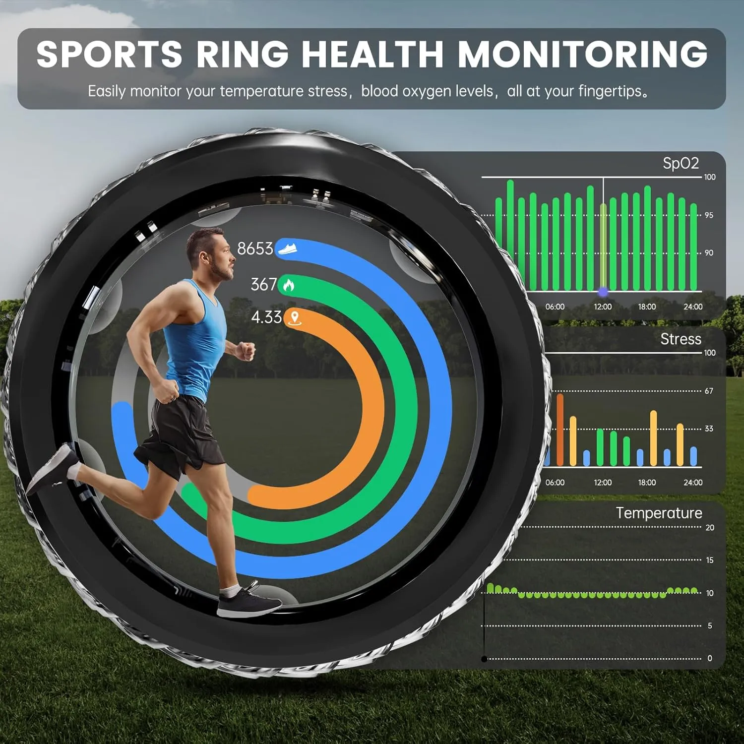 Smart Ring Fitness Tracker Ring - Health Sleep Heart Rate Blood Oxygen Blood Pressure Tracker,Fashionable Diamond Style,IP68, Compatible with iOS,Android, Remote Photograph, Family Care(10#)