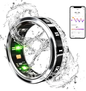 Smart Ring Fitness Tracker Ring - Health Sleep Heart Rate Blood Oxygen Blood Pressure Tracker,Fashionable Diamond Style,IP68, Compatible with iOS,Android, Remote Photograph, Family Care(9#)