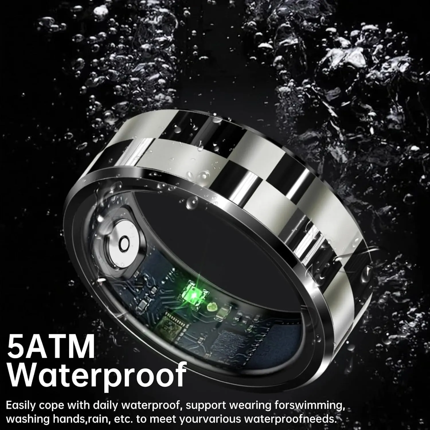 Smart Ring for Men Women, Sleep Tracking Wearable, Heart Rate, Fitness Tracker, Step Blood Oxygen Blood Pressure Tracker,Calorie Tracking, Shake to Take Photos (Black, #10)