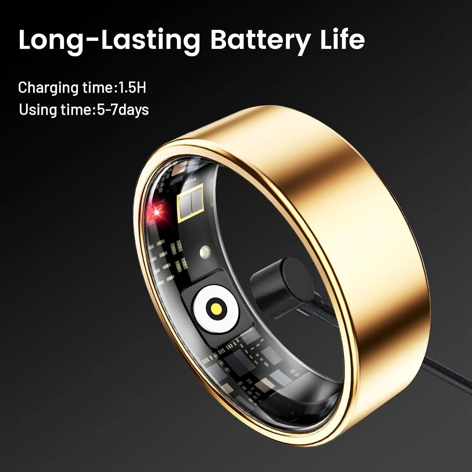 Smart Ring for Women & Men, Smart Ring Health Tracker, Blood Oxygen & Heart Rate Monitor Sleep Ring, Waterproof Fitness Ring, Long Lasting Battery Smart Rings (Silver, 7#)