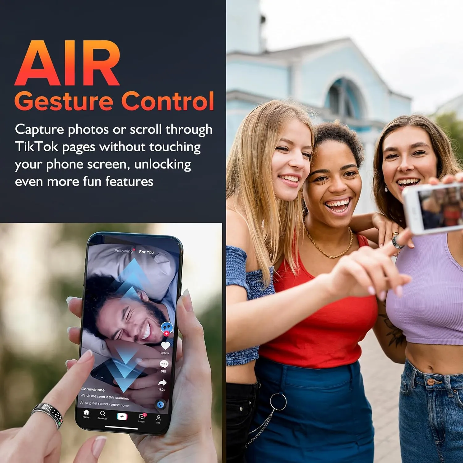 Smart Ring for Women & Men with LED Display & Touch Button, IP68 Waterproof Health Ring, Bluetooth Connection, Tracks Sport Activities/Heart Rate/Blood Oxygen/Sleep/Steps