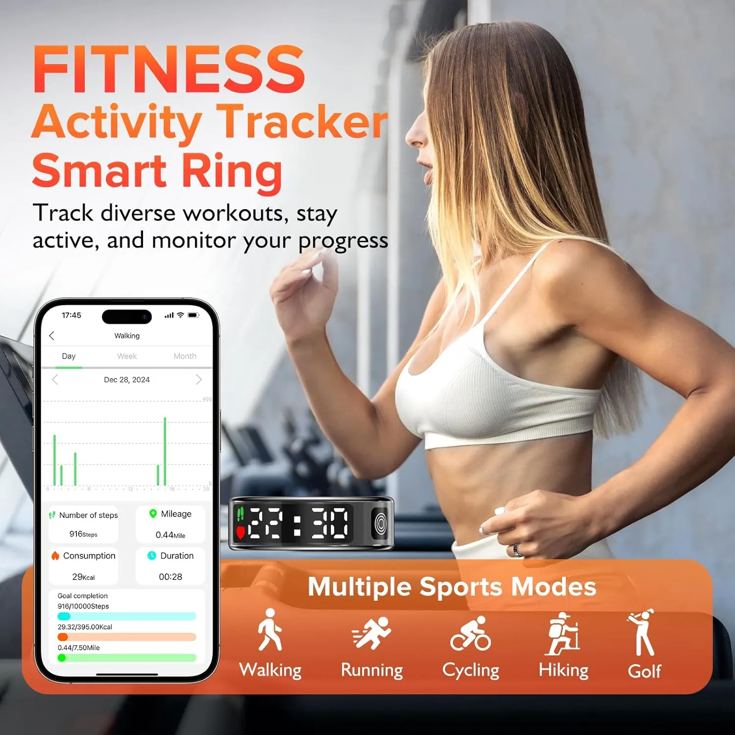 Smart Ring for Women & Men with LED Display & Touch Button, IP68 Waterproof Health Ring, Bluetooth Connection, Tracks Sport Activities/Heart Rate/Blood Oxygen/Sleep/Steps