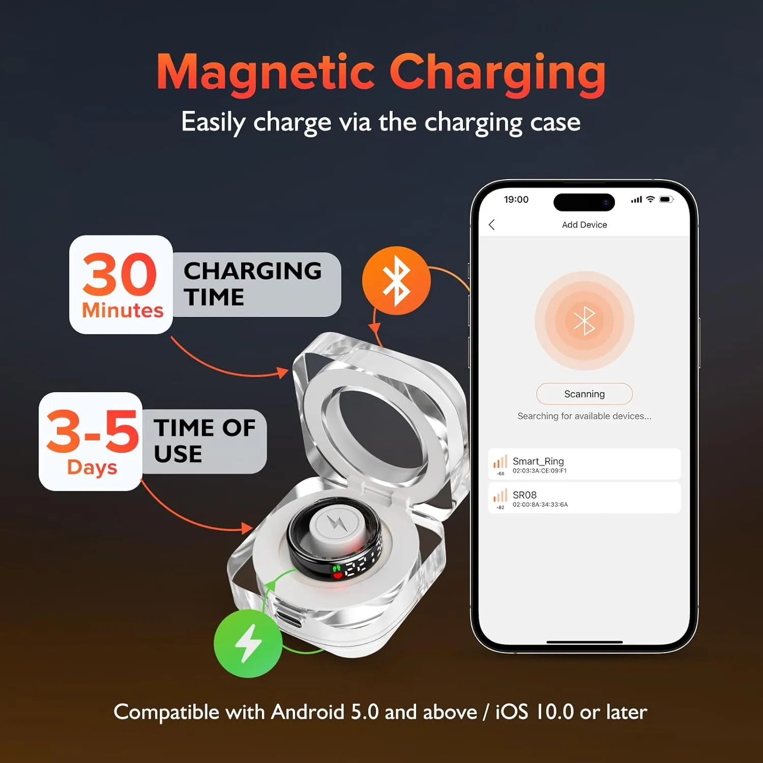 Smart Ring for Women & Men with LED Display & Touch Button, IP68 Waterproof Health Ring, Bluetooth Connection, Tracks Sport Activities/Heart Rate/Blood Oxygen/Sleep/Steps