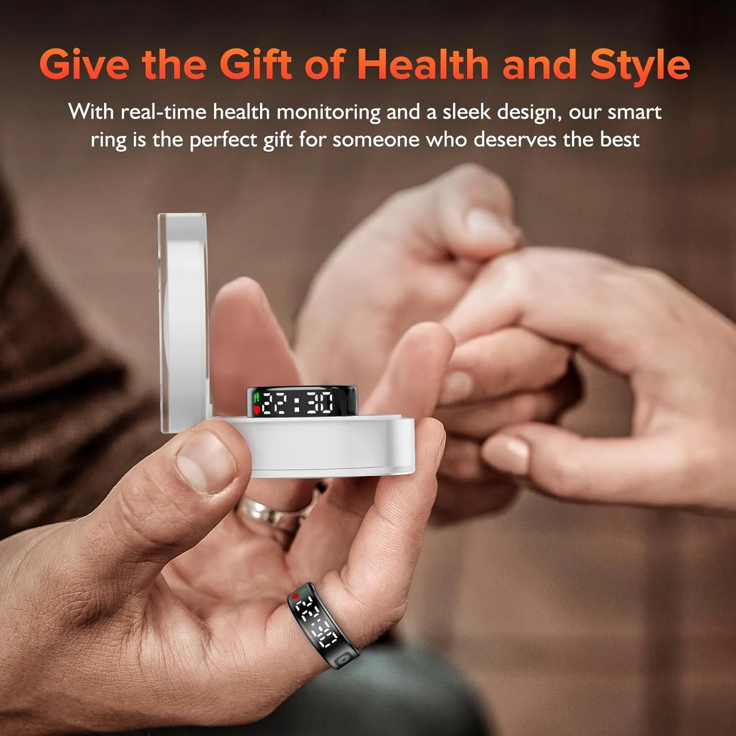 Smart Ring for Women & Men with LED Display & Touch Button, IP68 Waterproof Health Ring, Bluetooth Connection, Tracks Sport Activities/Heart Rate/Blood Oxygen/Sleep/Steps