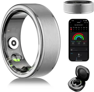 Smart Ring for Women Men - Fitness Tracker with Heart Rate/Blood Oxygen/Stress Monitor/Steps/Sleep Tracking, No App Subscription, 5ATM Waterproof Health Rings