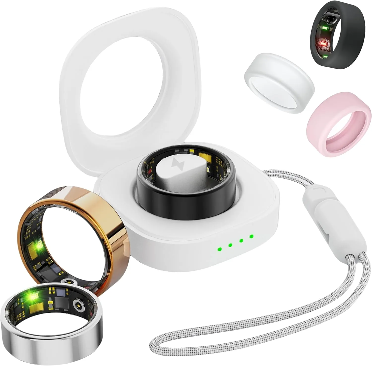 Smart Ring for Women Men, Health Tracker Rings, IP68 Waterproof Fitness Ring, 7-Day Battery Sleep Ring with Charging Case and Ring Protector, Remote Photography, No App Fees (Black, 10#)