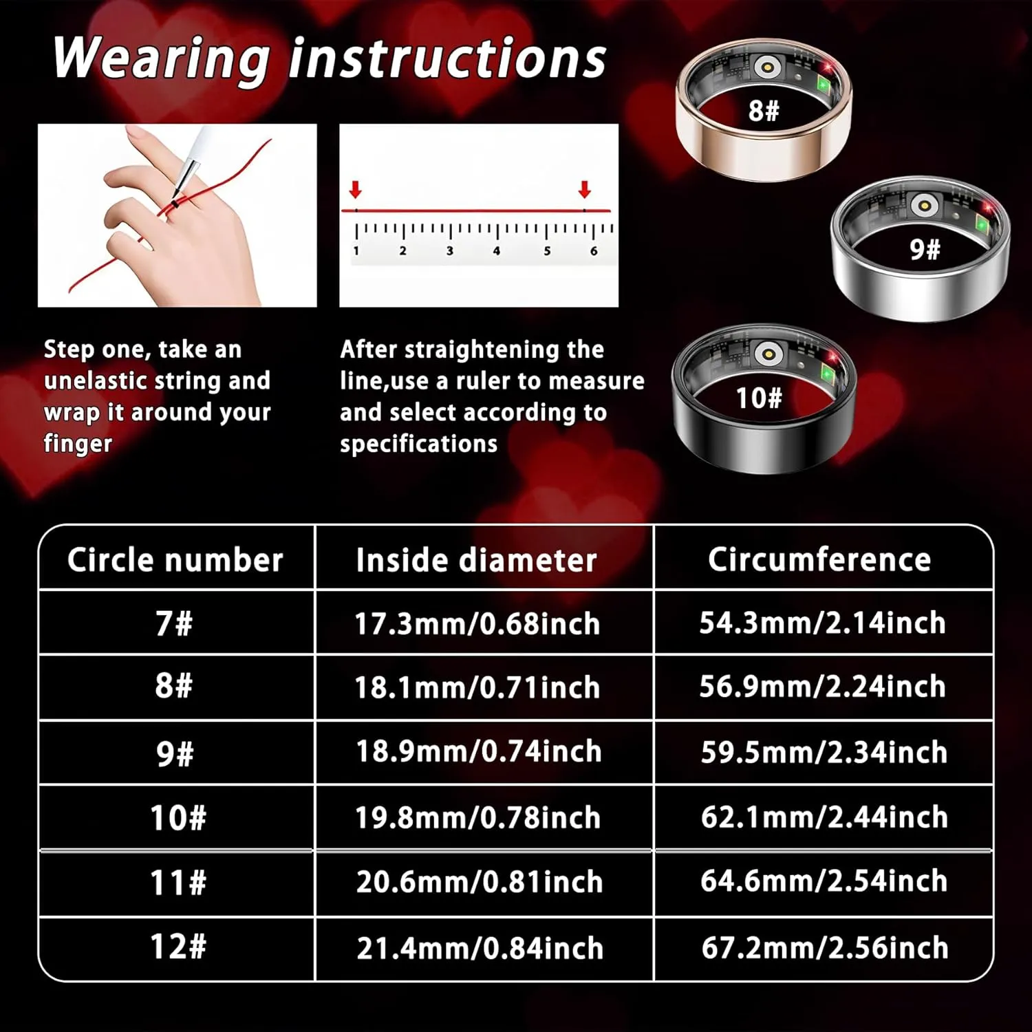 Smart Ring for Women Men, Sleep Tracker Ring, Waterproof Fitness Tracker Health Rings with Heart Rate Monitoring, Blood Oxygen, Stress Distance Calories Steps Tracking, No Subscription Fee(Black, #11)