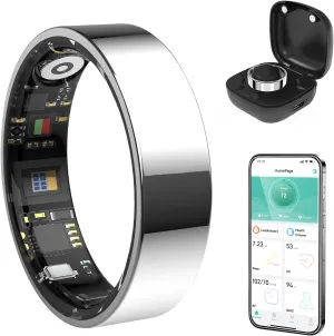 Smart Ring Health Tracker, Bluetooth Connection Health Ring for Women Men, IP68 Waterproof Fitness Ring with Gesture Control, Tracks Heart Rate/Blood Pressure/SpO2/Sleep/Steps/Sports Activities