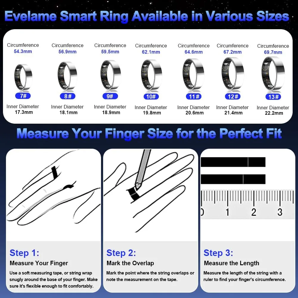 Smart Ring Health Tracker, Bluetooth Connection Health Ring for Women Men, IP68 Waterproof Fitness Ring with Gesture Control, Tracks Heart Rate/Blood Pressure/SpO2/Sleep/Steps/Sports Activities