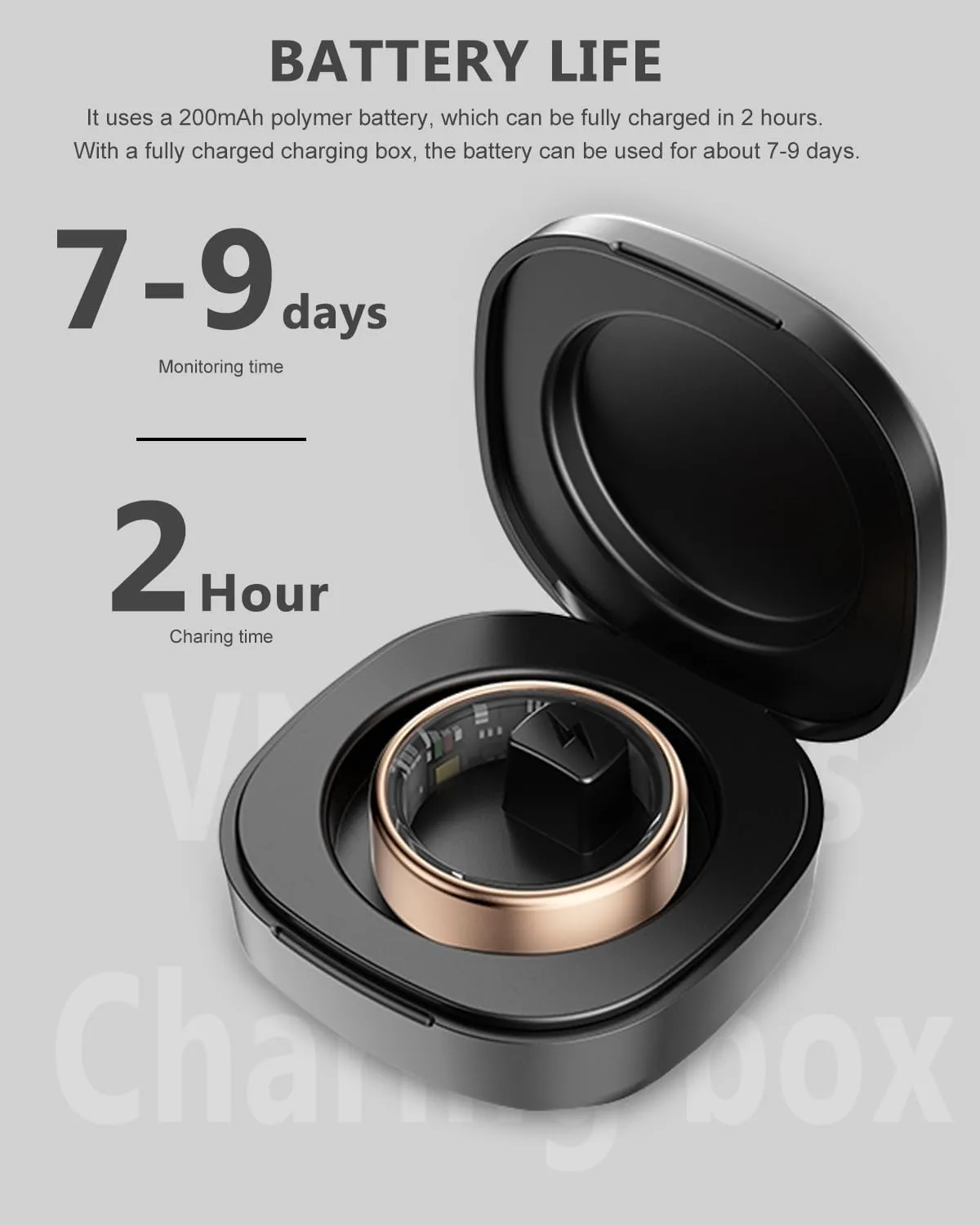 Smart Ring Health Tracker for Men Women with Charging case - IP68 Waterproof Fitness Ring with Sleep Tracker/Heart Rate/Blood Oxygen/Steps/Distance/Calories,Air Gestures,No Subscription