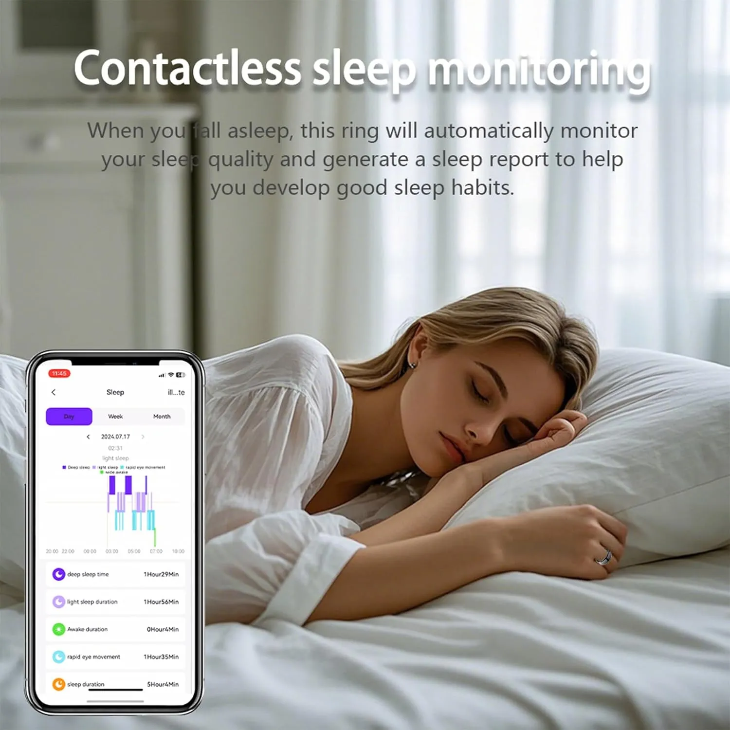 Smart Ring - Health Tracker for Men/Women - Sleep Tracking Wearable - Heart Rate - Fitness Tracker - Blood Oxygen Monitoring - No App Subscription - Up to 5 Days of Battery Life - Black Size 8