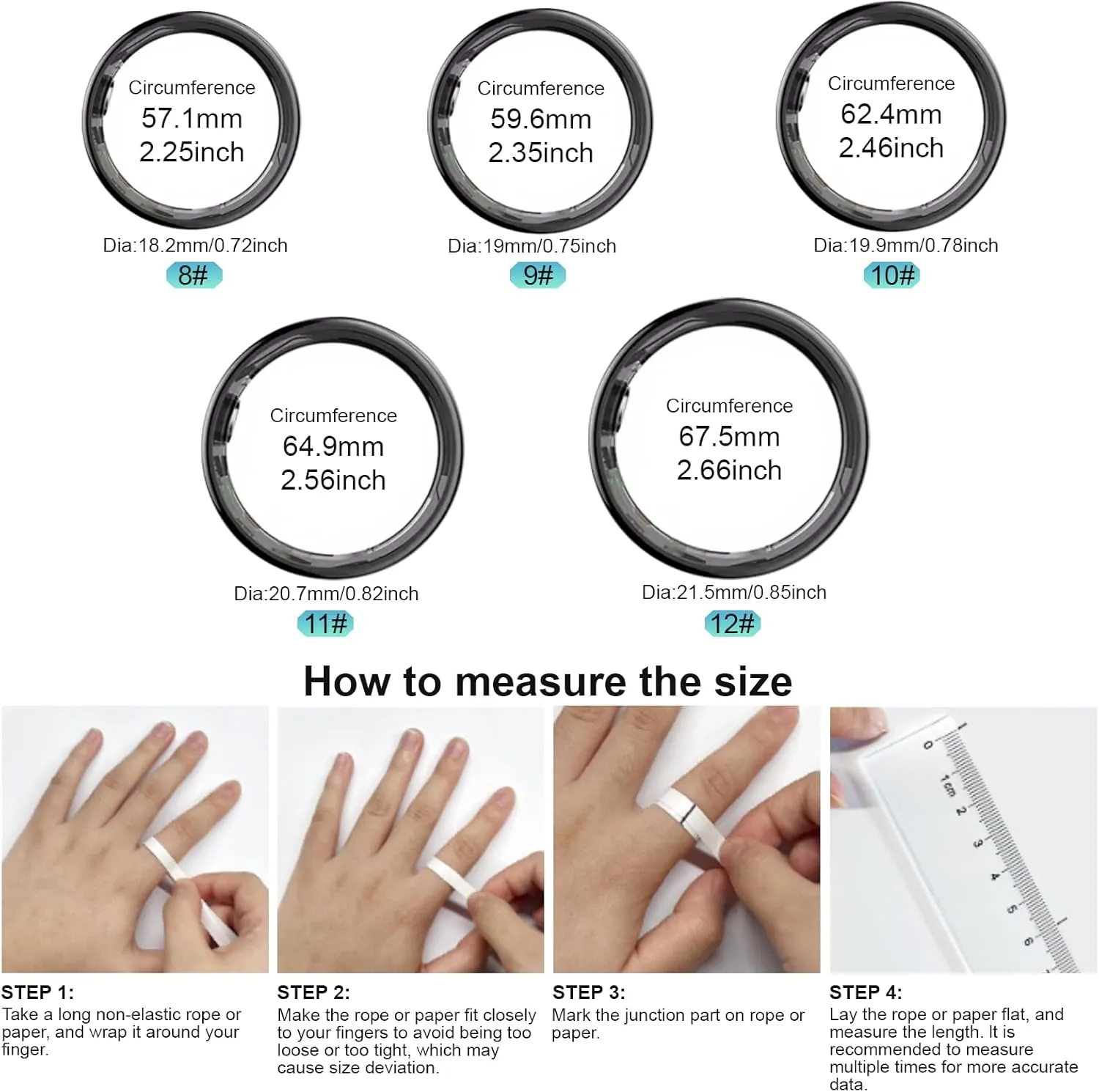 Smart Ring Health Tracker for Women & Men - IP68 Waterproof Fitness Rings with LED Screen, Heart Rate/Blood Oxygen/Sleep Monitoring/Motion Tracking, No Subscription Fee