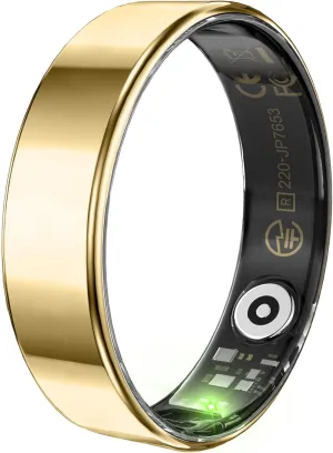 Smart Ring Health Tracker for Women Men, Fitness Tracker with 24/7 Heart Rate Monitor, Step Calories Tracker, Blood Oxygen, Sleep Tracker Ring,Waterproof Fitness Ring, No APP Fee(Pale Gold,#11)