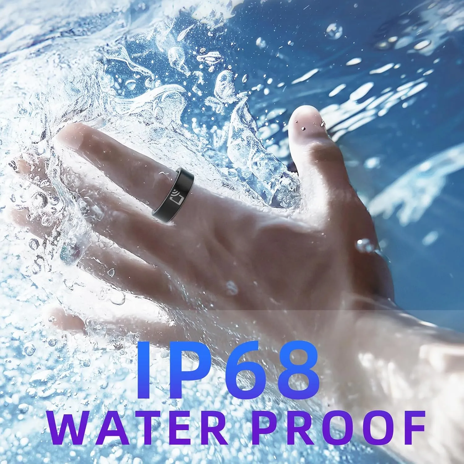 Smart Ring Health Tracker, Health Rings for Women & Men, Sleep Fitness Tracker Wearable, IP68 Waterproof, Compatible with iOS8.0 & Android5.1 (Ceramic Black, 7#)