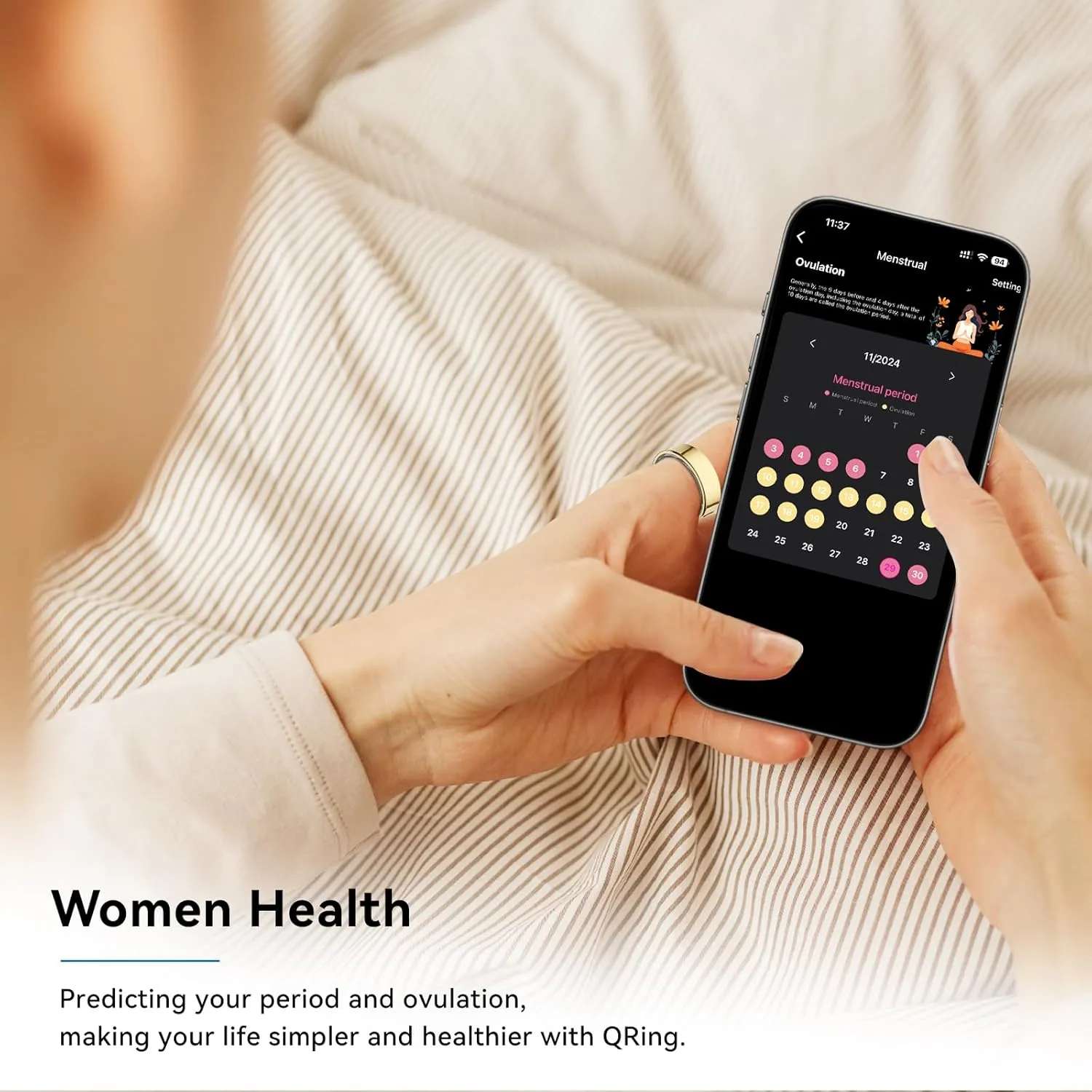 Smart Ring Health Tracker - No Subscription, Long-Lasting Battery Sleep Ring, Fitness & Sleep Monitor Compatible with iOS & Android (Black, 9)
