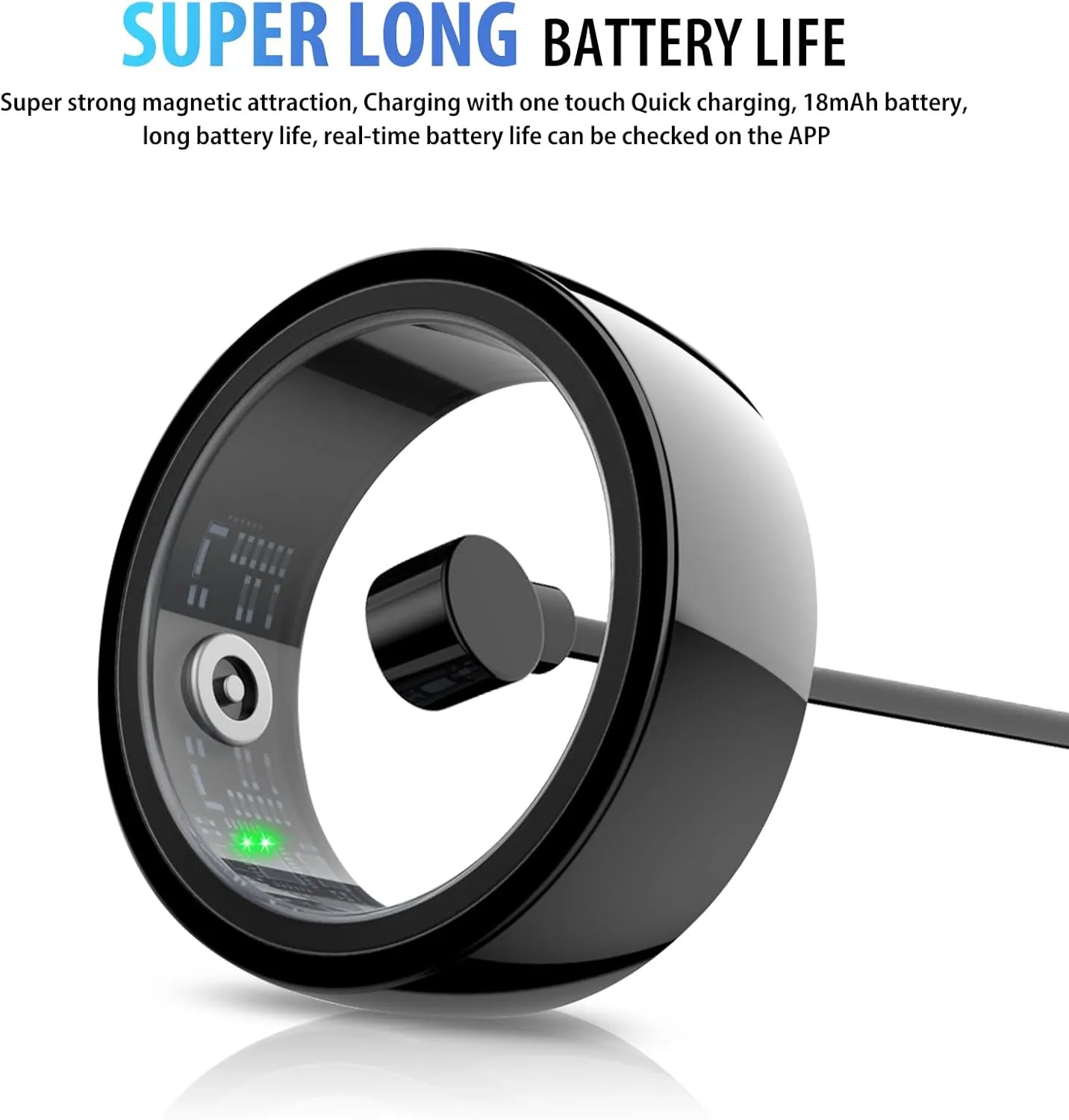 Smart Ring Health Tracker, Sleep & Fitness Tracker, Smart Ring for Men/Women,IP68 Waterproof,Remote Camera Control,No App Fee for Standard Features, for iOS & Android(Black, #10)