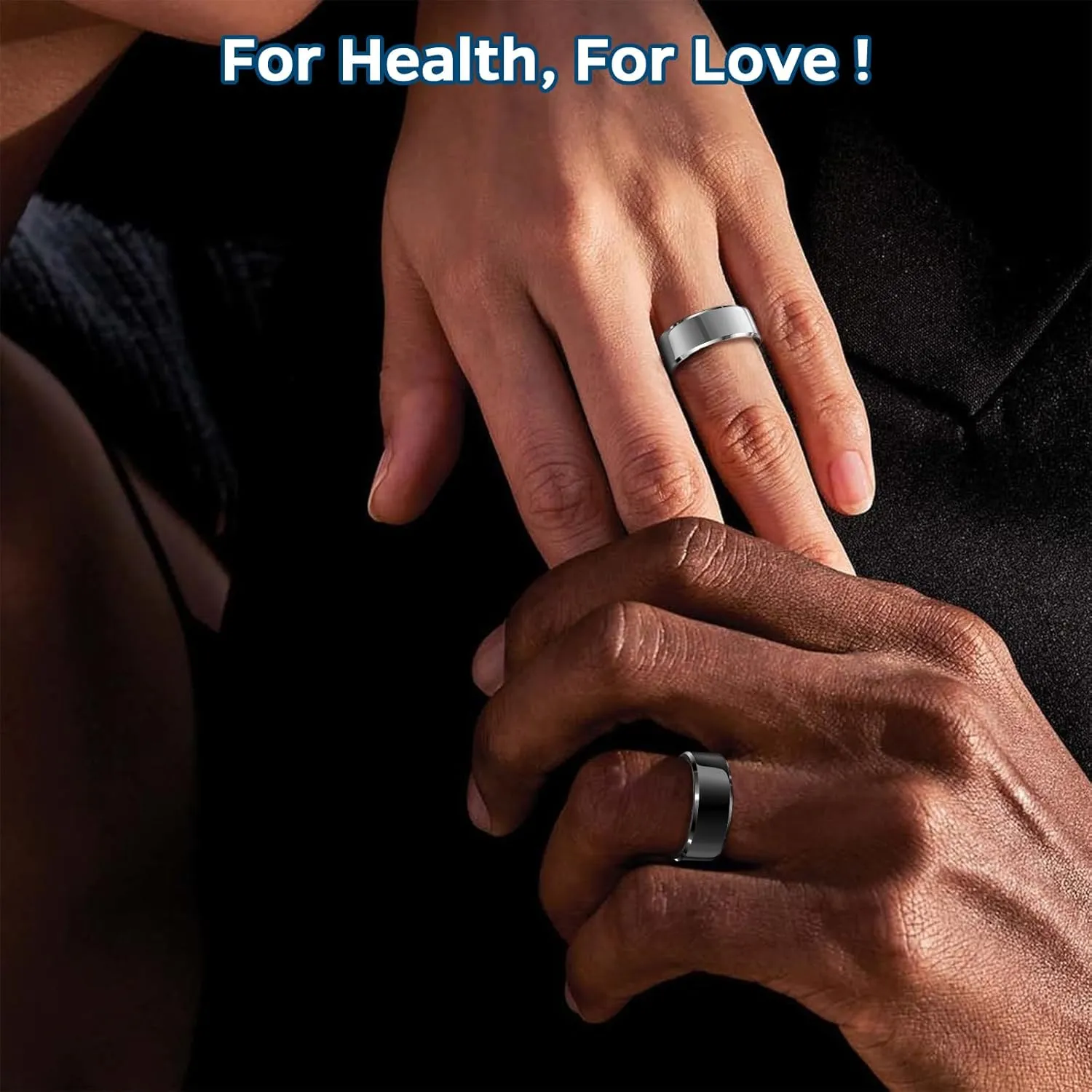Smart Ring Health Tracker, Sleep Tracker Ring with Heart Rate, Waterproof Fitness Ring for Activity Monitoring/Steps/Distance/Calories, Air Gestures,Up to 7-Day Battery, for iOS and Android (Black,#8)