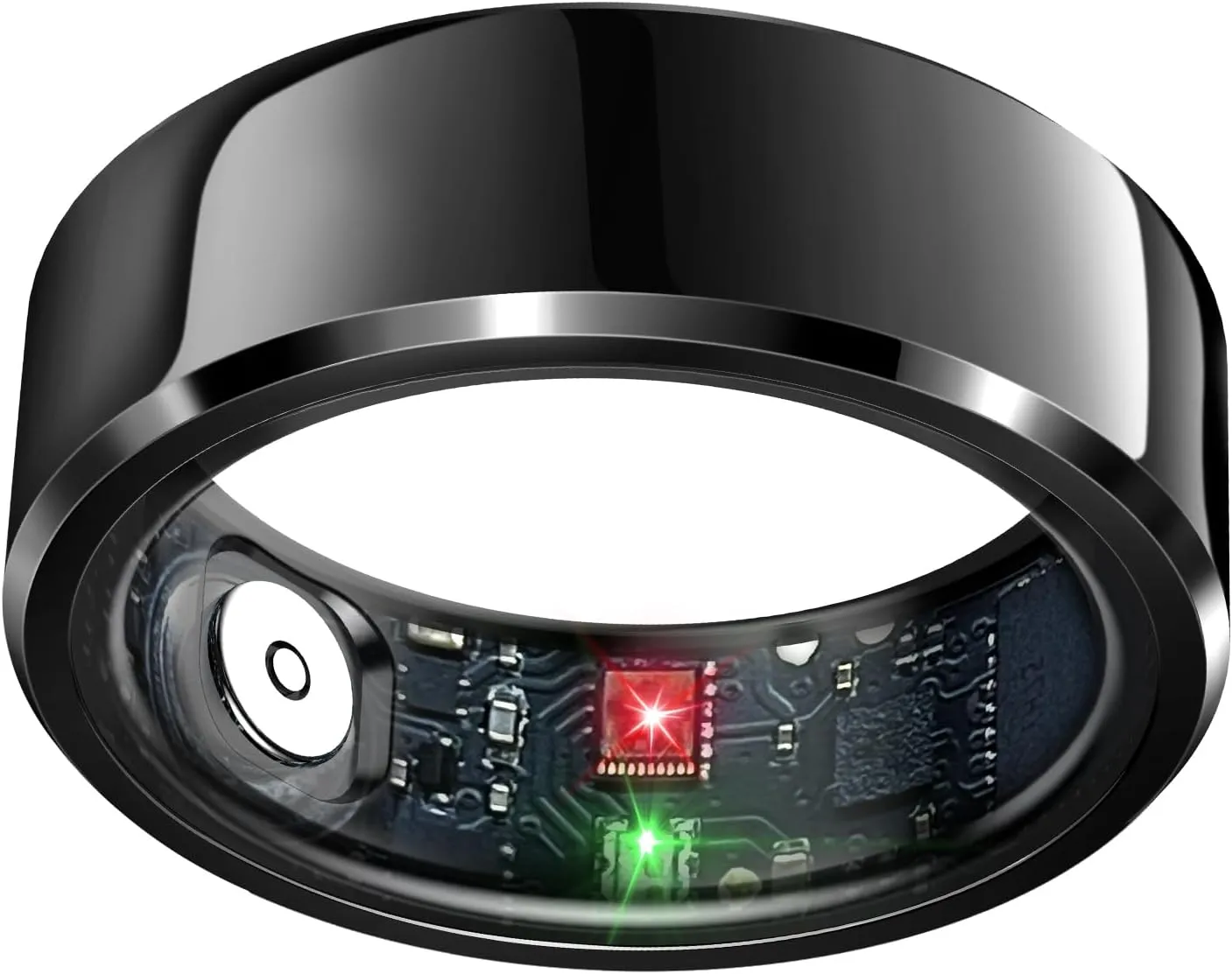Smart Ring Health Tracker, Sleep Tracker Ring with Heart Rate, Waterproof Fitness Ring for Activity Monitoring/Steps/Distance/Calories, Air Gestures,Up to 7-Day Battery, for iOS and Android (Black,#8)
