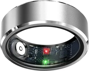 Smart Ring Health Tracker, Sleep Tracker Rings with Heart Rate, Waterproof Fitness Ring for Activity Monitoring/Steps/Distance/Calories,Air Gestures,Up to 7-Day Battery,for iOS Android(Light Silver#12)