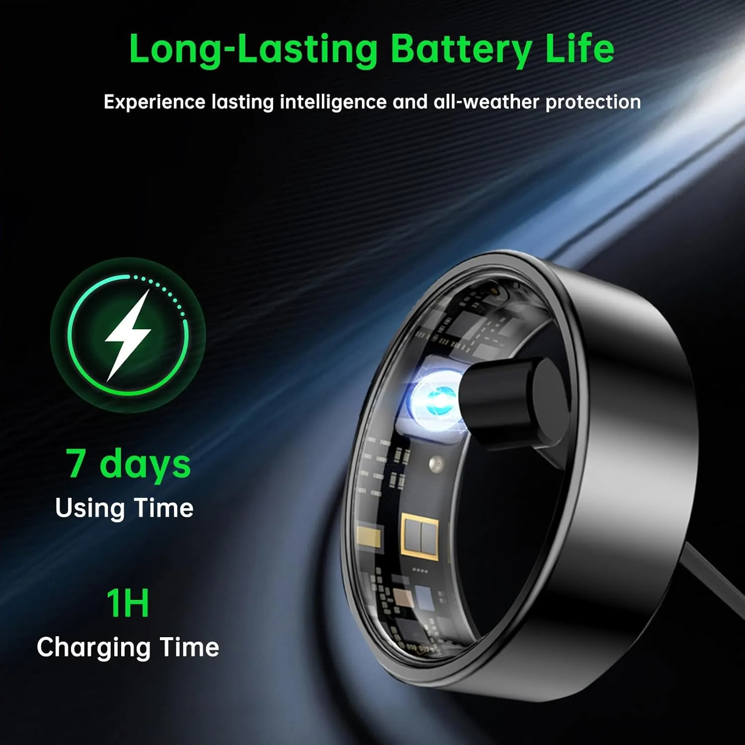 Smart Ring Health Tracker, Smart Ring for Women & Men, Health Ring with Heart Rate, Blood Oxygen, and Sleep Monitoring, Waterproof Fitness Ring with Long Battery Life (Gold, 8)